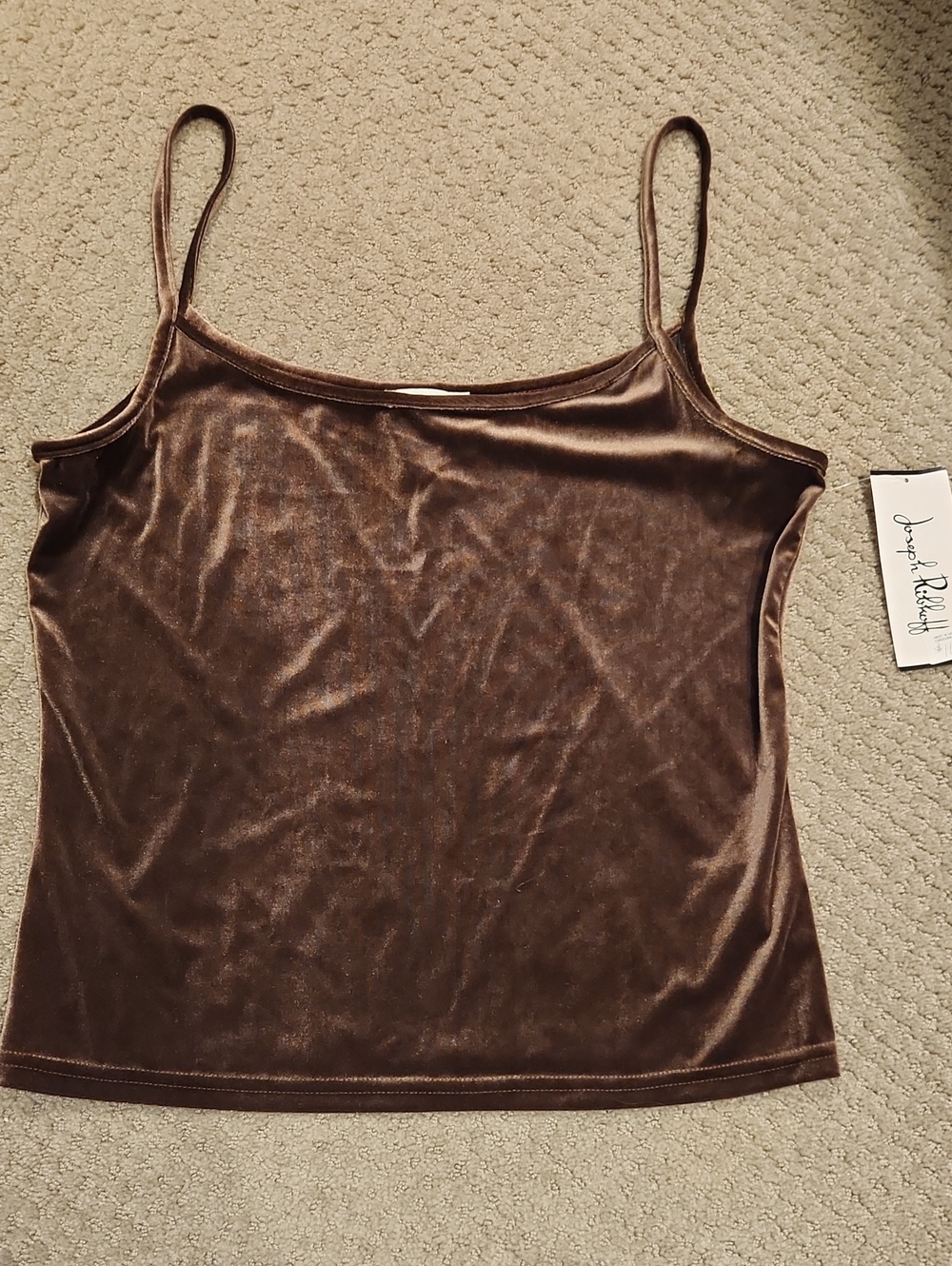 NEW Joseph Ribkoff Brown Velvet Spaghetti Strap Camisole. 12